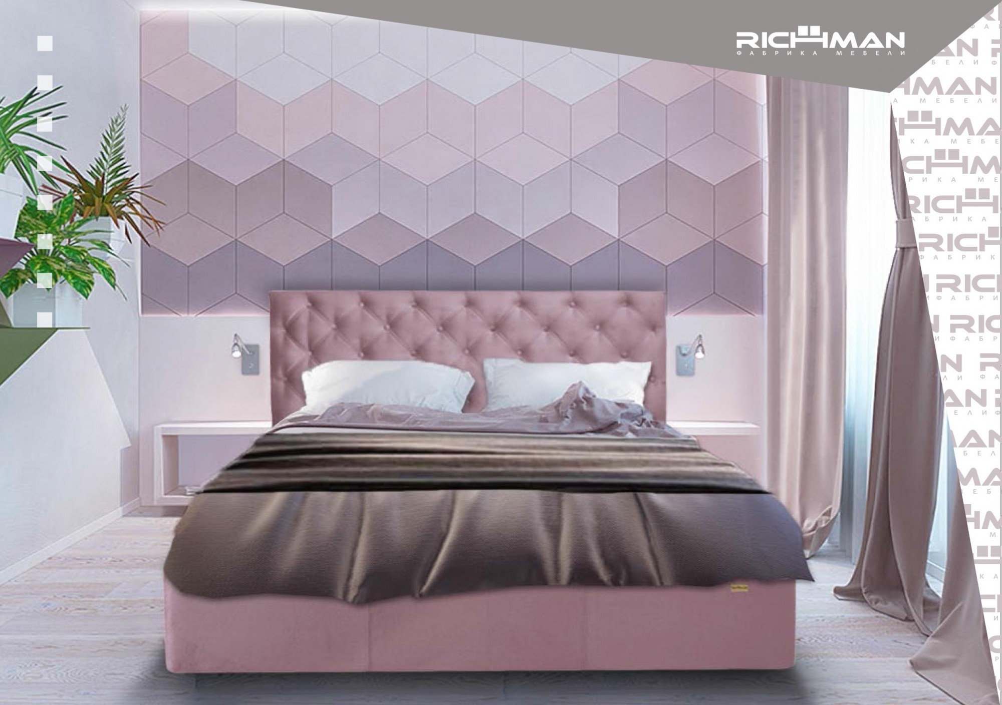 Кровать двуспальная Coventry VIP Мисти Dark Grey 180х190 см Темно-серый - фото 8