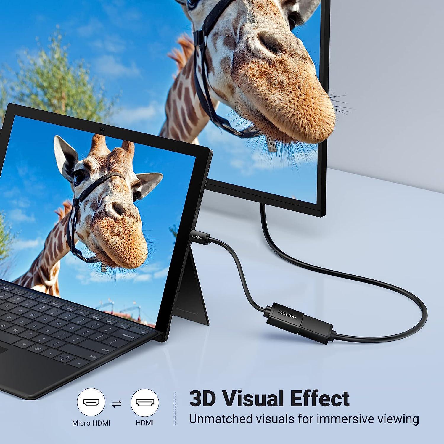 Перехідник UGREEN Micro HDMI-HDMI 4K 60Гц 1080p 120Гц 18 Гбіт/с HDMI-D-HDMI 2.0 HDR 3D Dolby Чорний (20134) - фото 8 Перехідник UGREEN Micro HDMI-HDMI 4K 60Гц 1080p 120Гц 18 Гбіт/с HDMI-D-HDMI 2.0 HDR 3D Dolby Чорний (20134) - фото 8