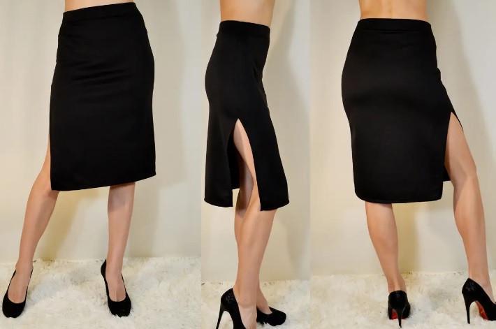 Юбка-карандаш женская по колено трикотажная с разрезом справа по шву однотонная р. 46 Черный (2203775671) - фото 2 Юбка-карандаш женская по колено трикотажная с разрезом справа по шву однотонная р. 46 Черный (2203775671) - фото 2