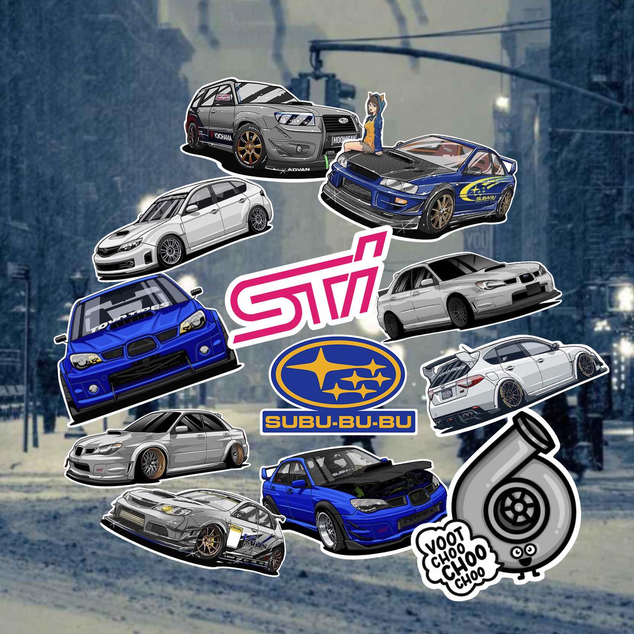 Наклейка вологостійка на авто SUBARU set stickers 12 шт. (1543809886)