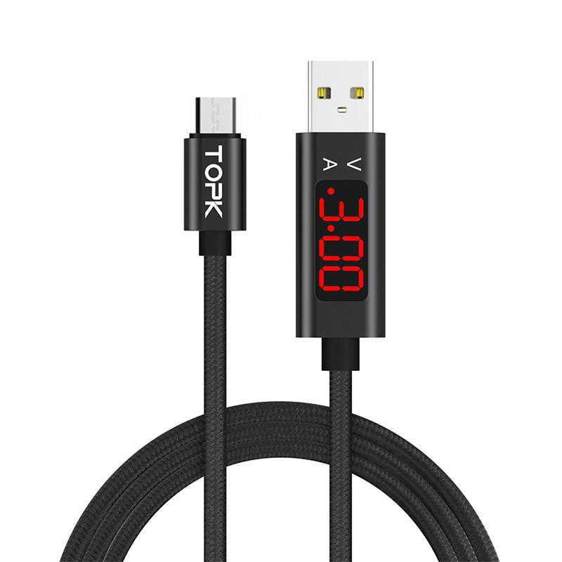 Кабель синхронизации Topk Display USB 1m 2.4A (TK27U-VER2) MicroUSB Black - фото 1