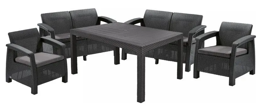 Комплект садовой мебели Keter Corfu Fiesta Set Графитовый/Серый (223216)