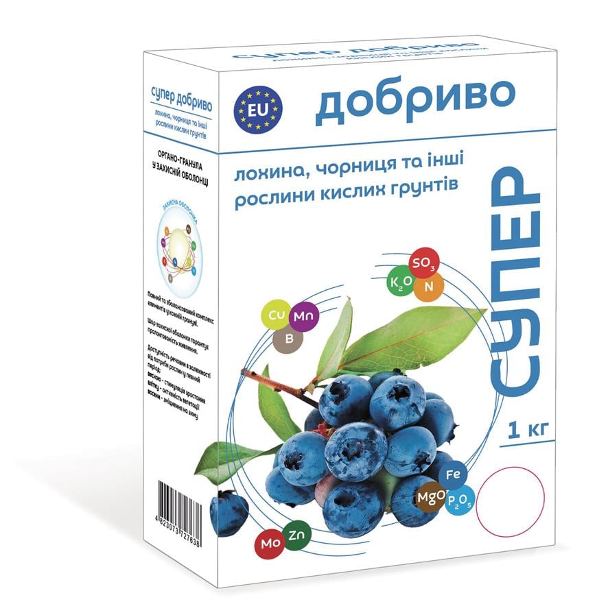 Супер-удобрение пролонгированного действия Семейный сад для голубики/черники и растений кислых почв 1 кг Супер-удобрение пролонгированного действия Семейный сад для голубики/черники и растений кислых почв 1 кг