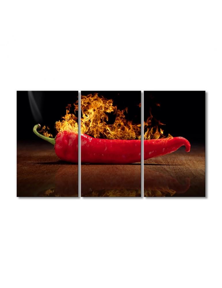 Картина модульная Перец чили в огне 3 модуля 90x135 см (181900Eda_i_napitki0001)