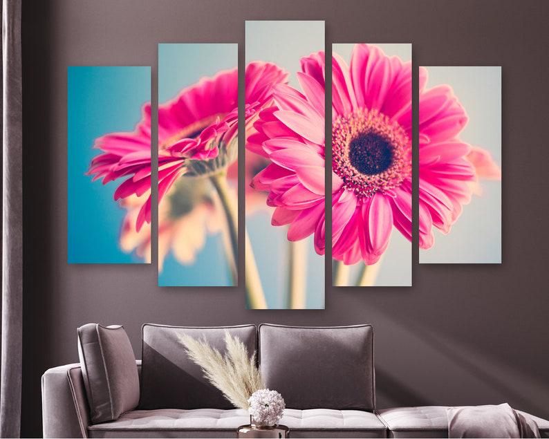 Модульная картина KIL Art Букет гербер на холсте из пяти частей 187x119 см (M51_XL_497)