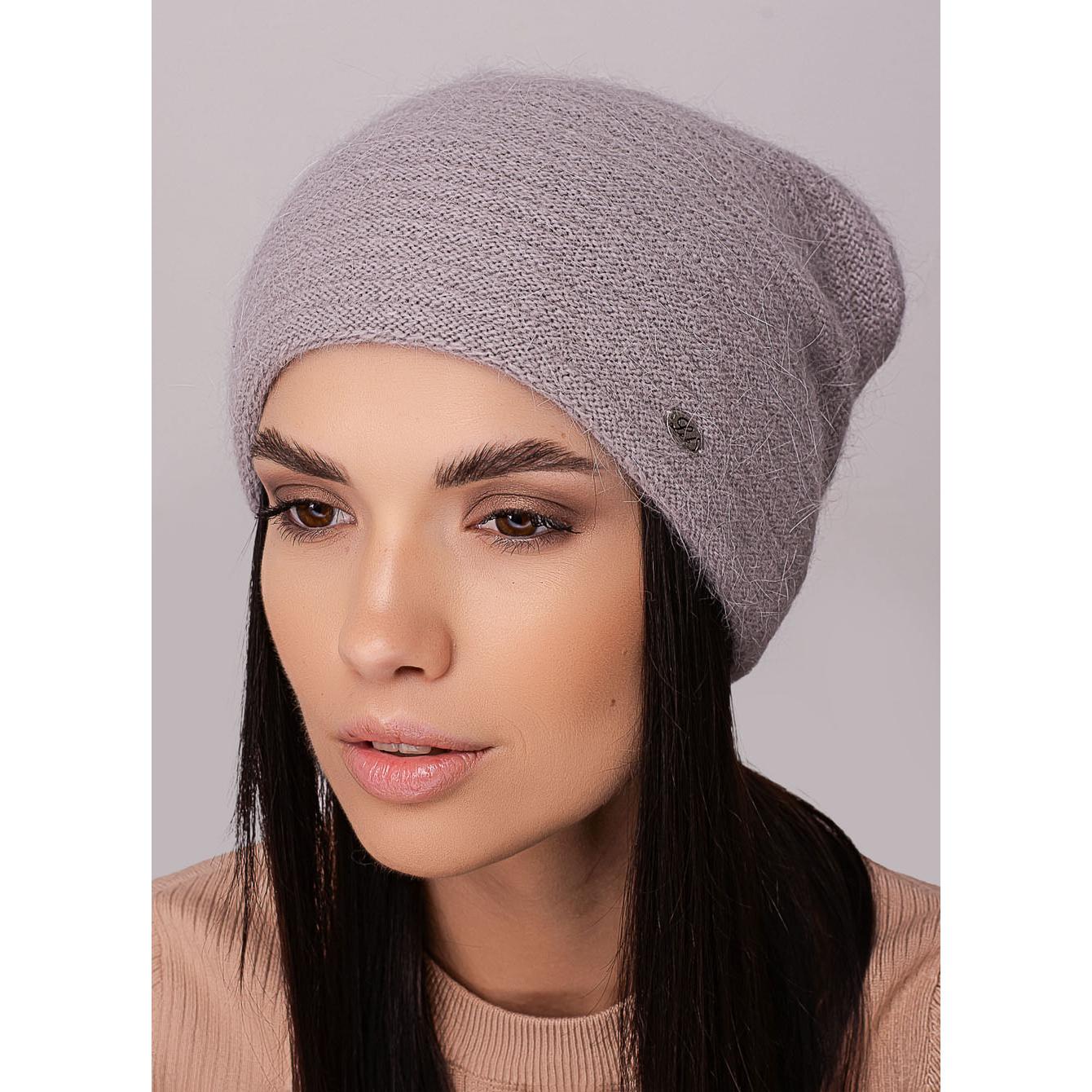 Шапка женская двойная ангоровая Leks МЕЛОДИЯ сзади сцепленная One Size Серый (281282)