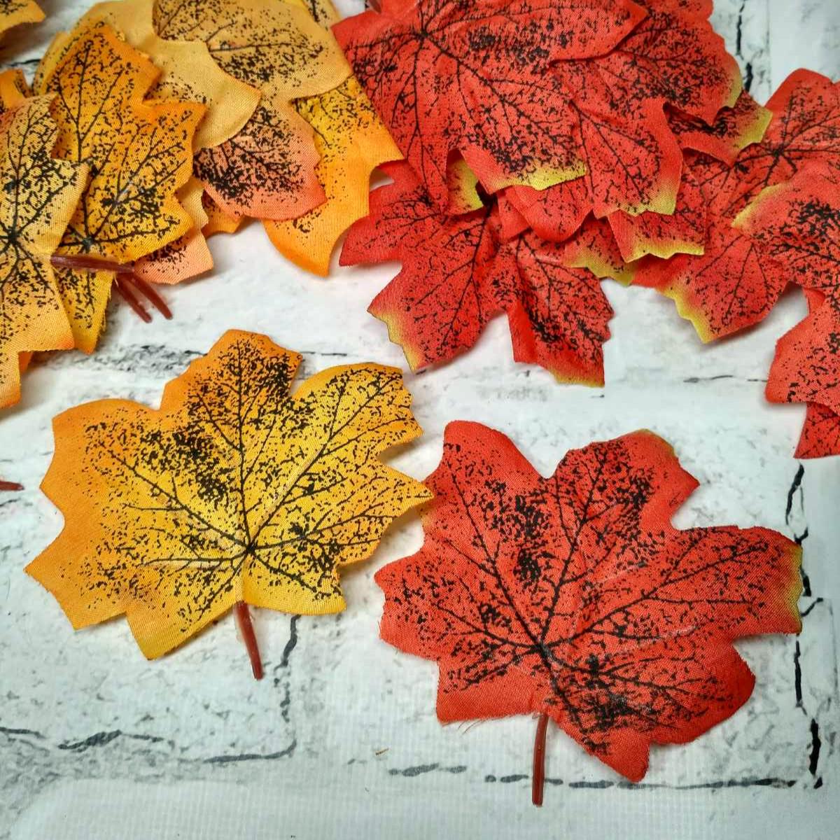 Осенние листья декоративные из ткани 10х9,5 см 50 шт. Разноцветный (5-31481-3)