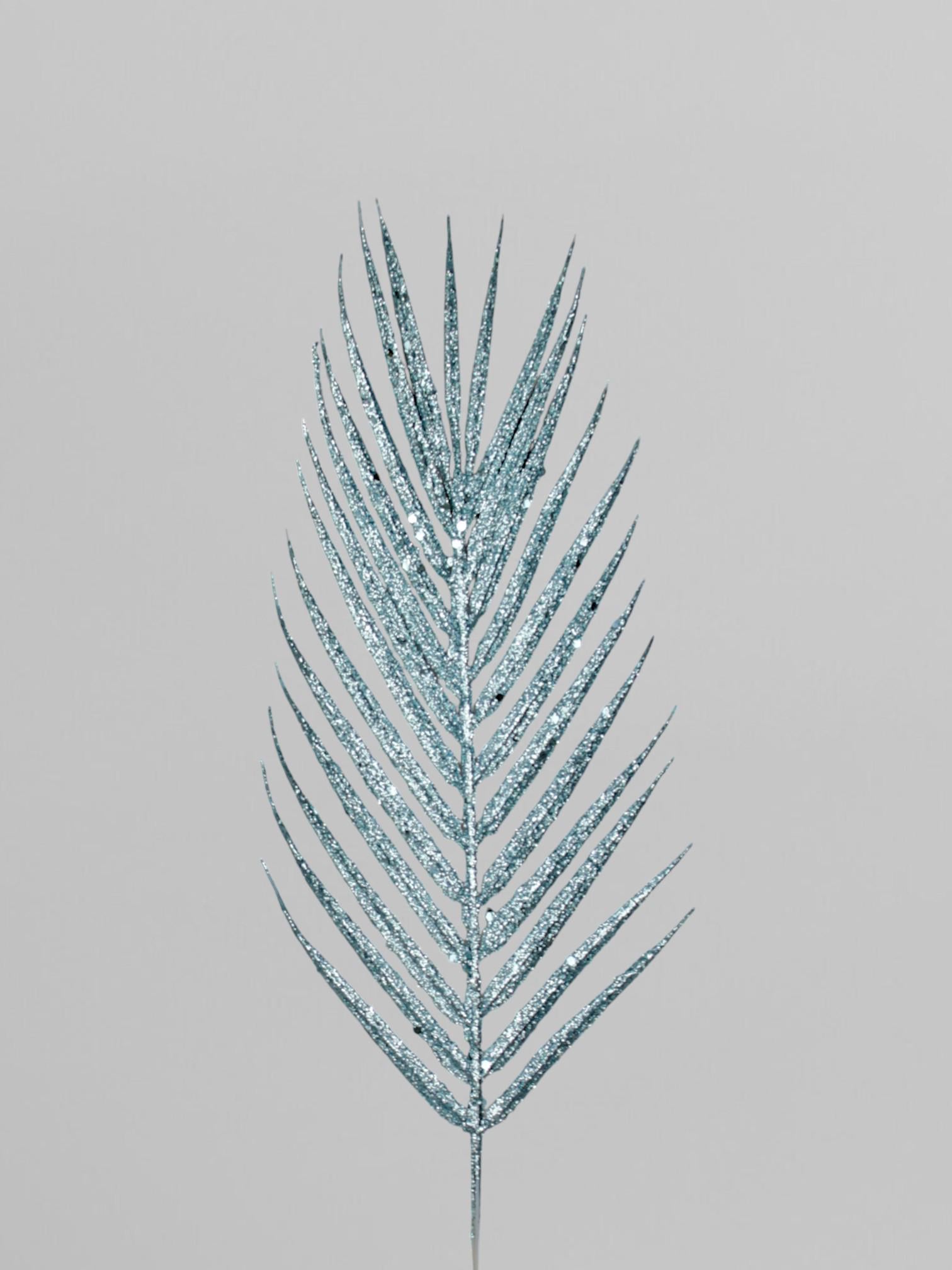 Пальмовая ветвь с глитером и пайетками 43 см Голубой (Р03127)