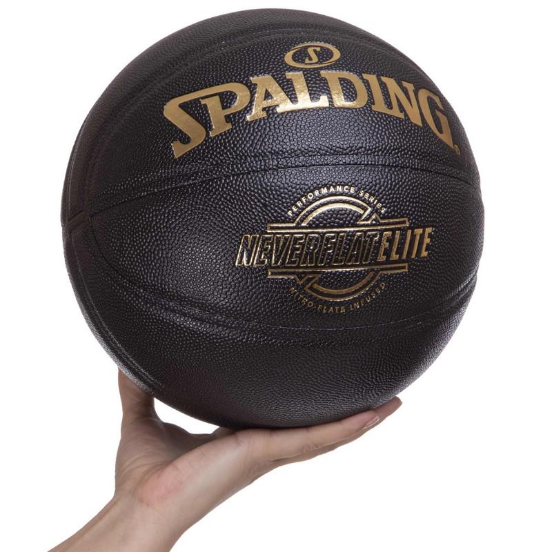 М'яч баскетбольний Zelart SPALDING 76991Y NEVERFLAT ELITE №7 Чорний (DR006102) - фото 6 М'яч баскетбольний Zelart SPALDING 76991Y NEVERFLAT ELITE №7 Чорний (DR006102) - фото 6