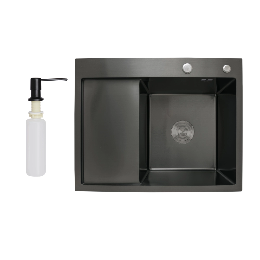 Мойка для кухни интегрированная Lidz Handmade H6350BL крыло слева LDH6350BRUL45589 Brushed Black PVD 3,0/1,0 мм (SD00051713)