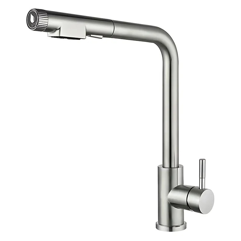 Змішувач для кухні MIXXUS LUX-021 PULL з нержавіючої сталі SUS304 з висувним виливом (MI8229)