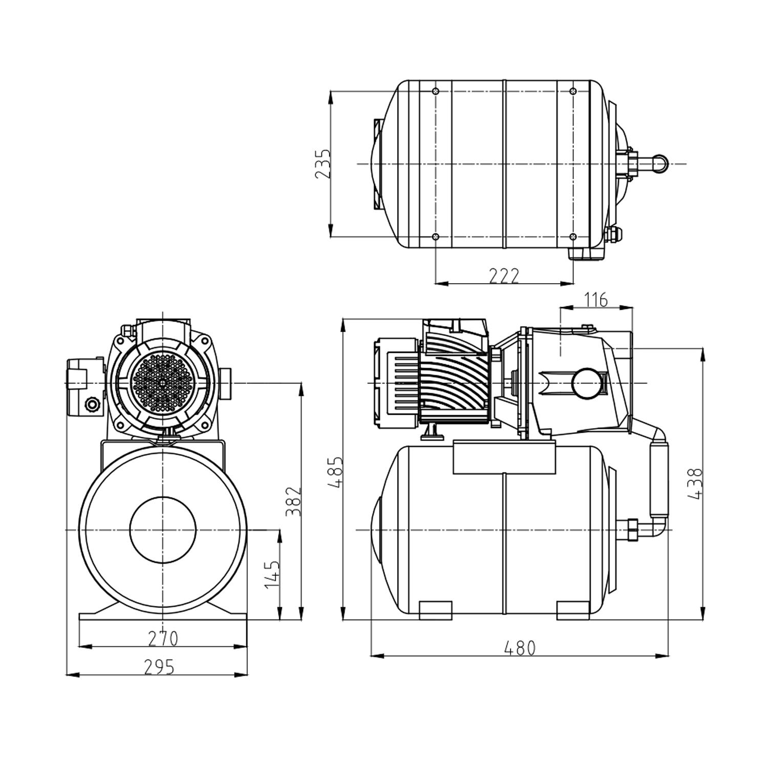 Станція насосна Pumpman ATJET100 Нmax Qmax 43 м 3,6 м³ 750 Вт бак 24 л - фото 2