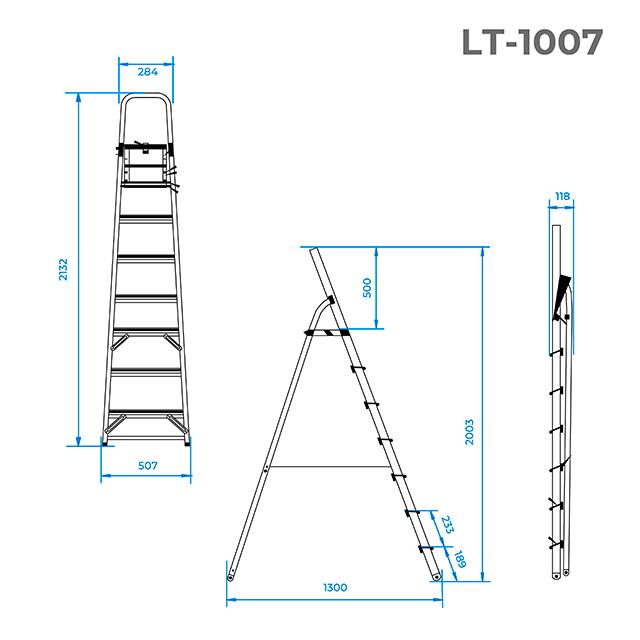 Драбина алюмінієва Intertool LT-1007 7 ступенів/висота до платформи 1500 мм (10856372) - фото 8