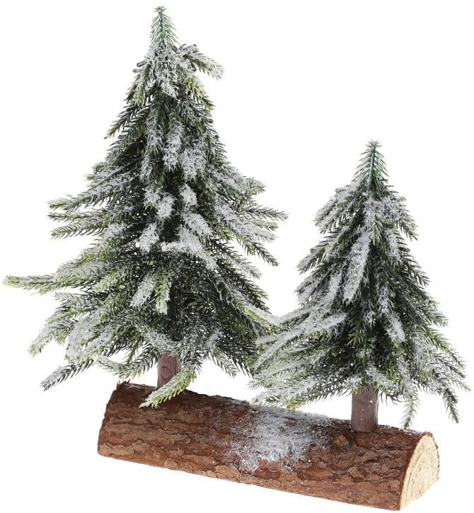 Набор декоративных елок на деревянной подставке заснеженные 2 шт. 12х25х28 см Набор декоративных елок на деревянной подставке заснеженные 2 шт. 12х25х28 см