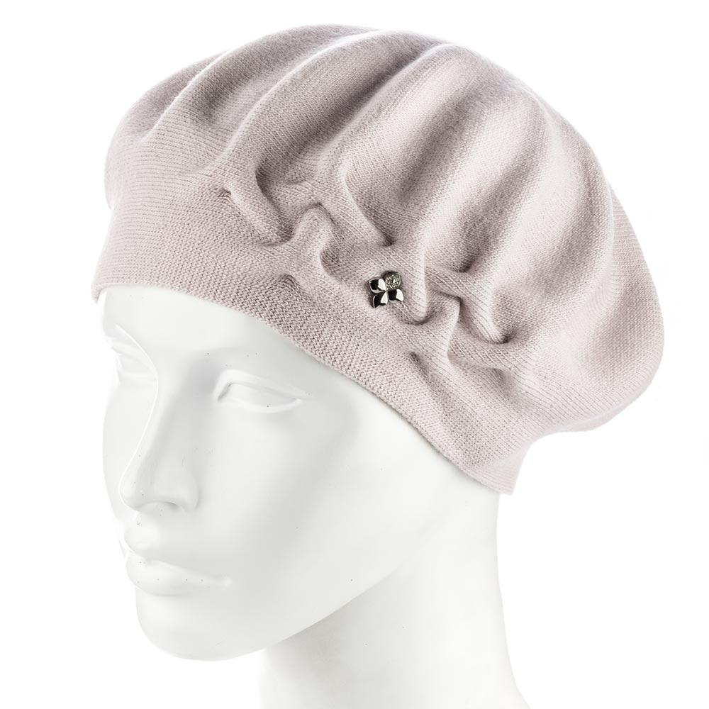 Берет двойной женский сбоку с узором Zolly ZH258 Светлая пудра