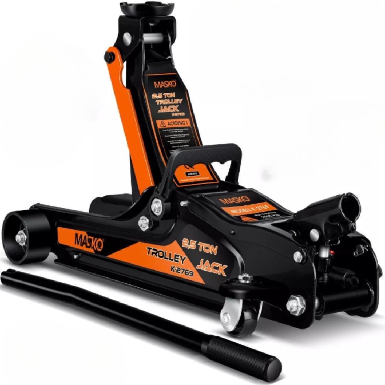 Домкрат гідравлічний автомобільний MASKO з маневровим домкратом 2,5 т Помаранчевий