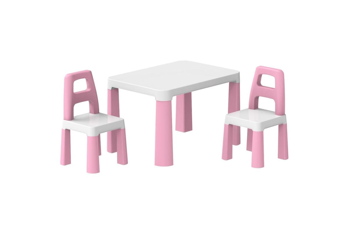 Набор детской мебели ТехноК Столик и 2 стула из пластика 47х54х75 см Розово-белый (150-98-TH0457)