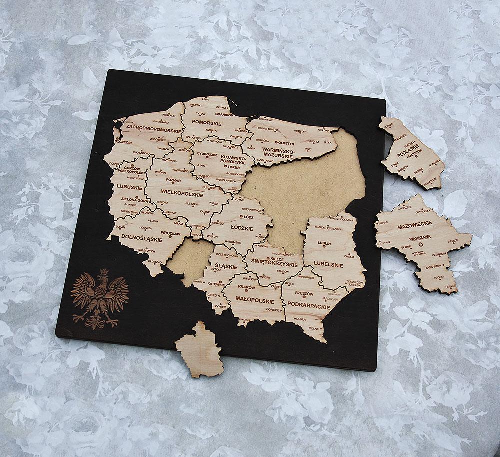 Пазл Карта Польши темная 29.5x29.5 см Гранд Презент 43