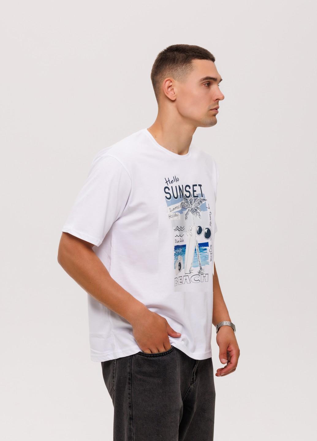 Мужская футболка Hello sunset Наталюкс 2XL Белый (1218023200051) - фото 3