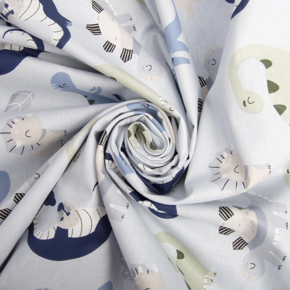 Ткань бязь ранфорс для постельного белья V-26335/3 Динозавр 2,4 м Голубой (22863)