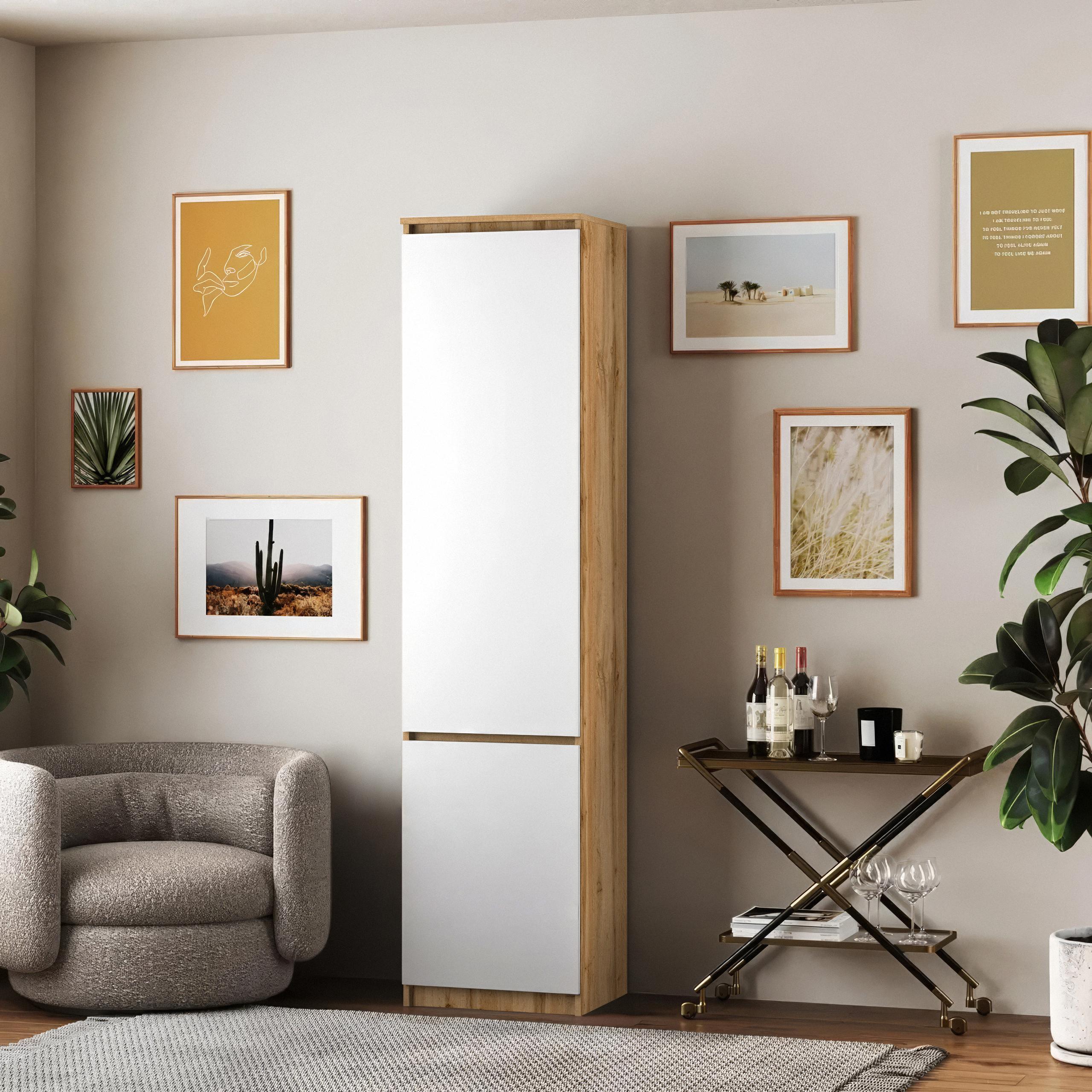 Шафа-пенал зі штангою T-218 500х498х2117 мм Дуб Аппалачі/Білий - фото 1