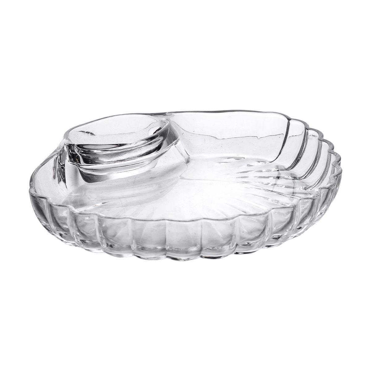 Блюдо сервірувальна для закусок із соусником скляна 21х19х3 см (6004)
