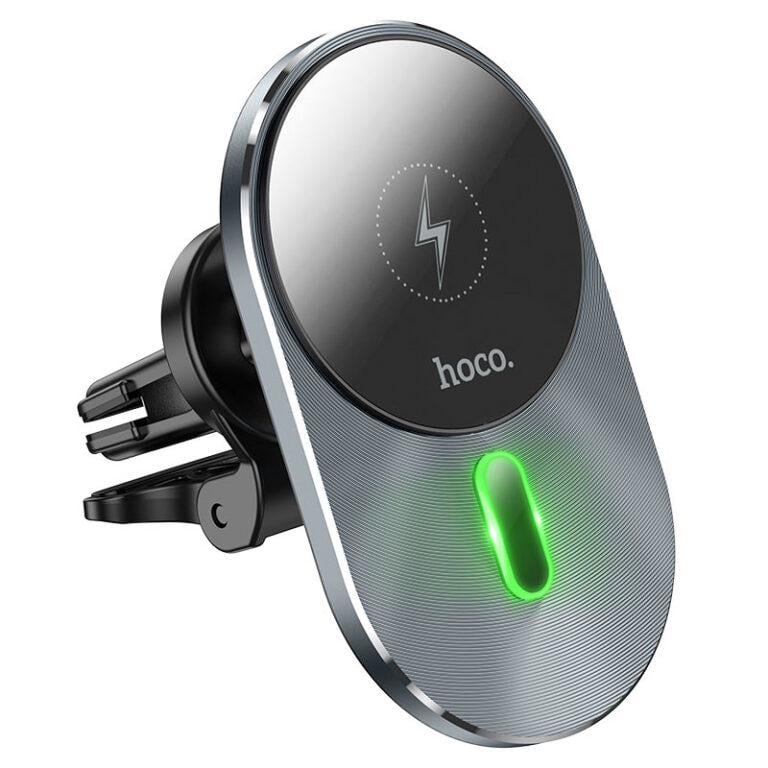 Автодержатель для телефона с БЗП Hoco CA91 Magic Magnetic Wireless Fast Charging Car Holder Gray