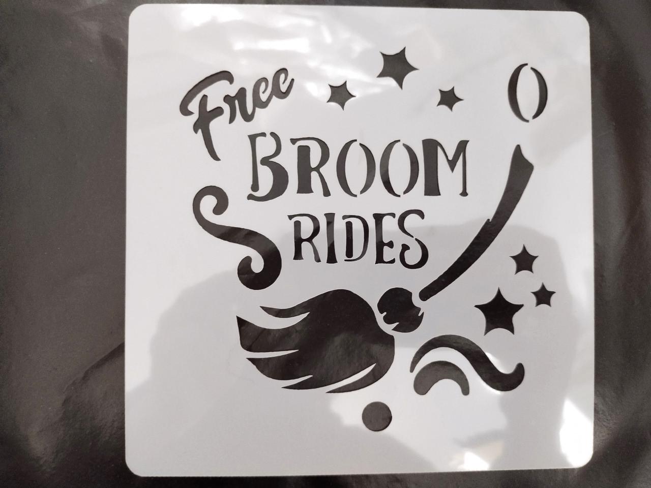 Трафарет на Хэллоуин Метла 15х15 см Серый (7620/7)