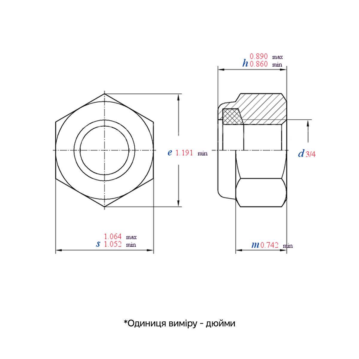 Гайка дюймовая самостопорная Metalvis 3/4" ASME B18.16.6 сталь Gr5 шаг UNC под ключ 1 1/8" цинк белый 25 шт. (I6020I6P2019100520) - фото 2 Гайка дюймовая самостопорная Metalvis 3/4" ASME B18.16.6 сталь Gr5 шаг UNC под ключ 1 1/8" цинк белый 25 шт. (I6020I6P2019100520) - фото 2