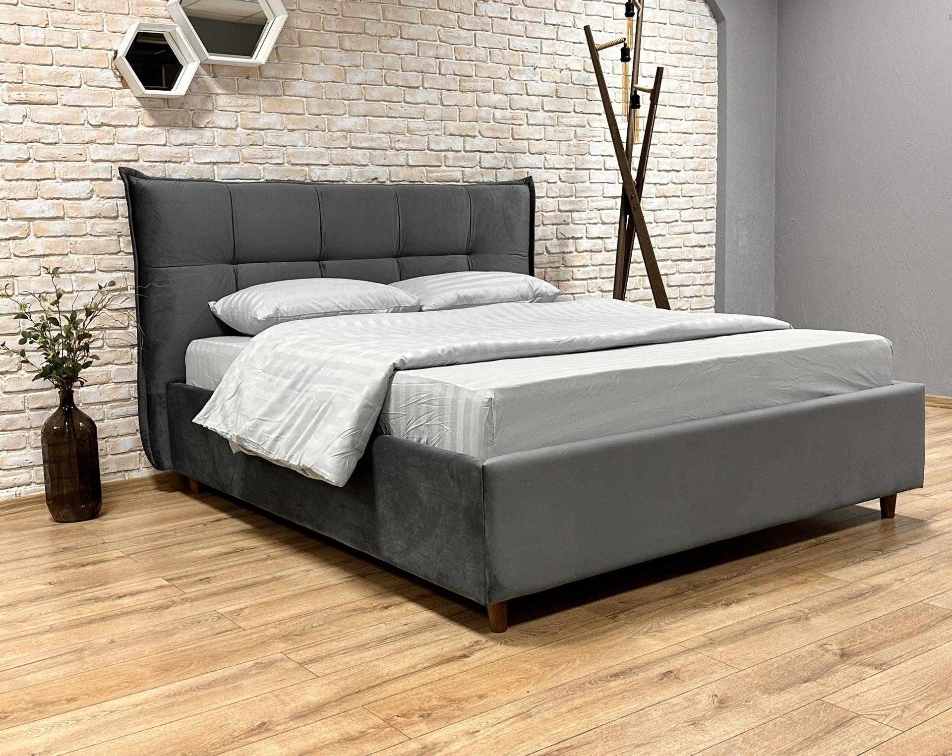 Ліжко Capitone Style Lesley з нішею для речей 180x200 см Сірий (26217064)
