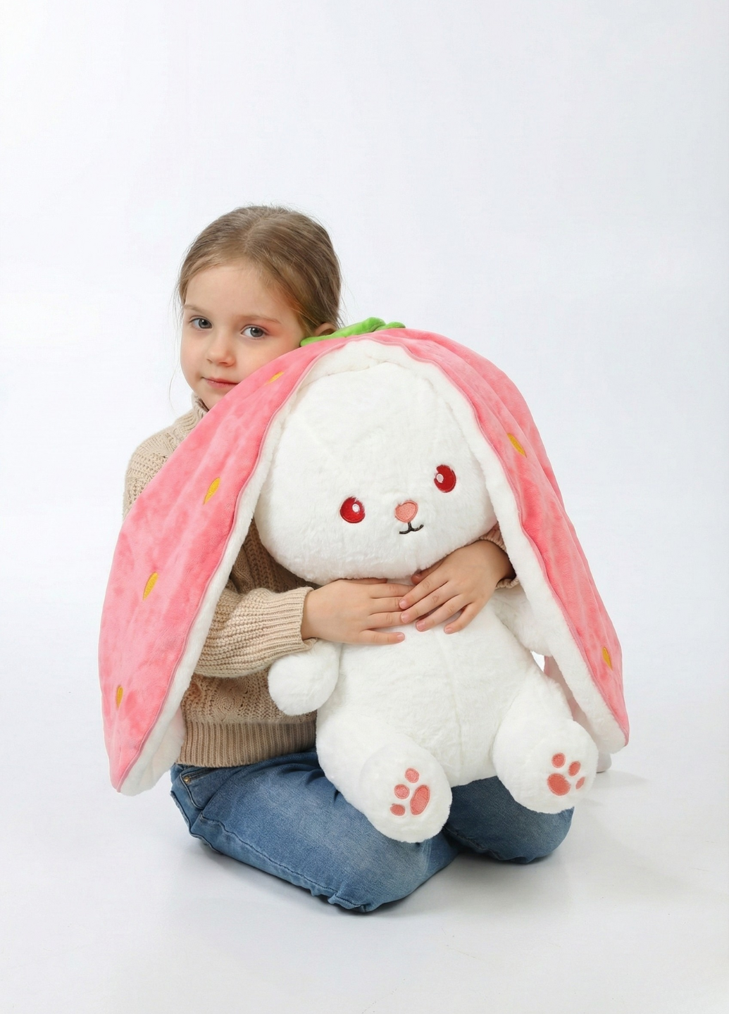 Мягкая игрушка Кролик Клубничка 2в1 с застежкой 70 см (9075/70)