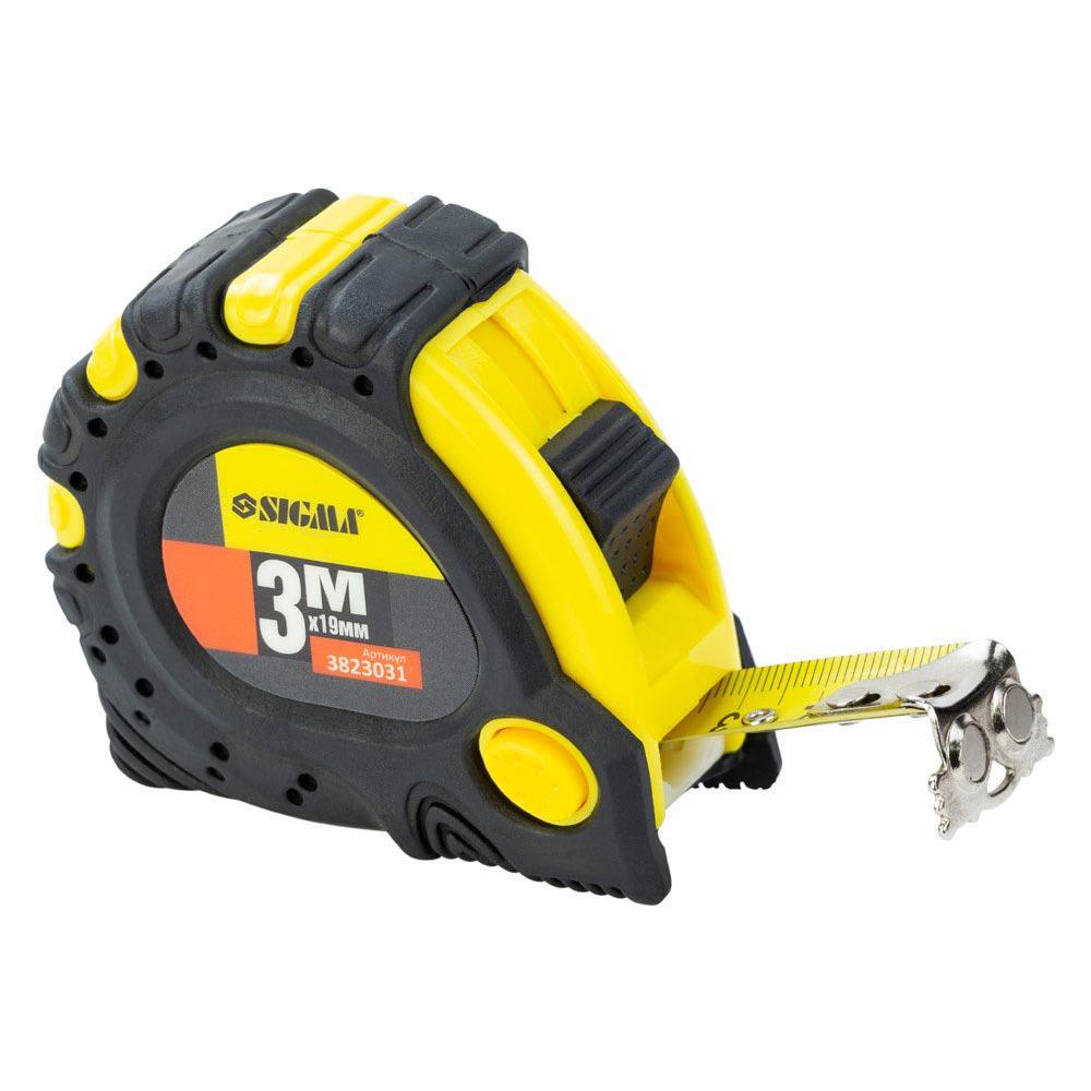 Рулетка магнитная Sigma фиксатор тормоз 3 м 19 мм (3823031)