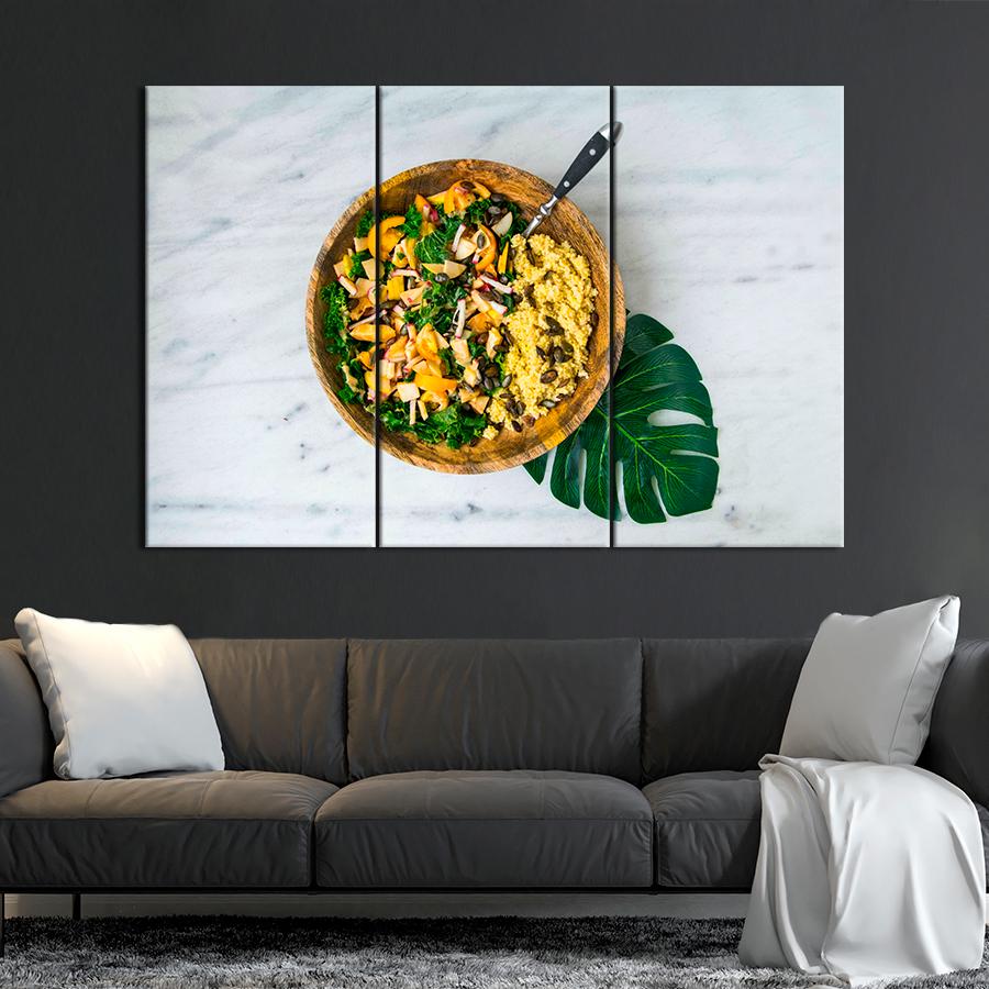 Настенний декор Яркий овощной салат с кускусом 78x48 см (A442-3)