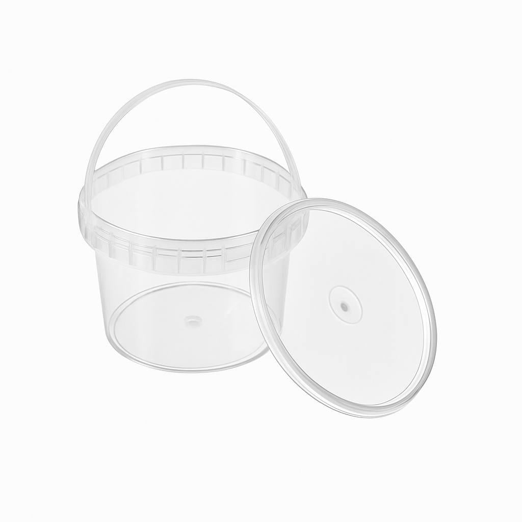 Ведро пищевое Либопласт с крышкой пластиковое 0,5 л 80 шт. Прозрачный (25105577)