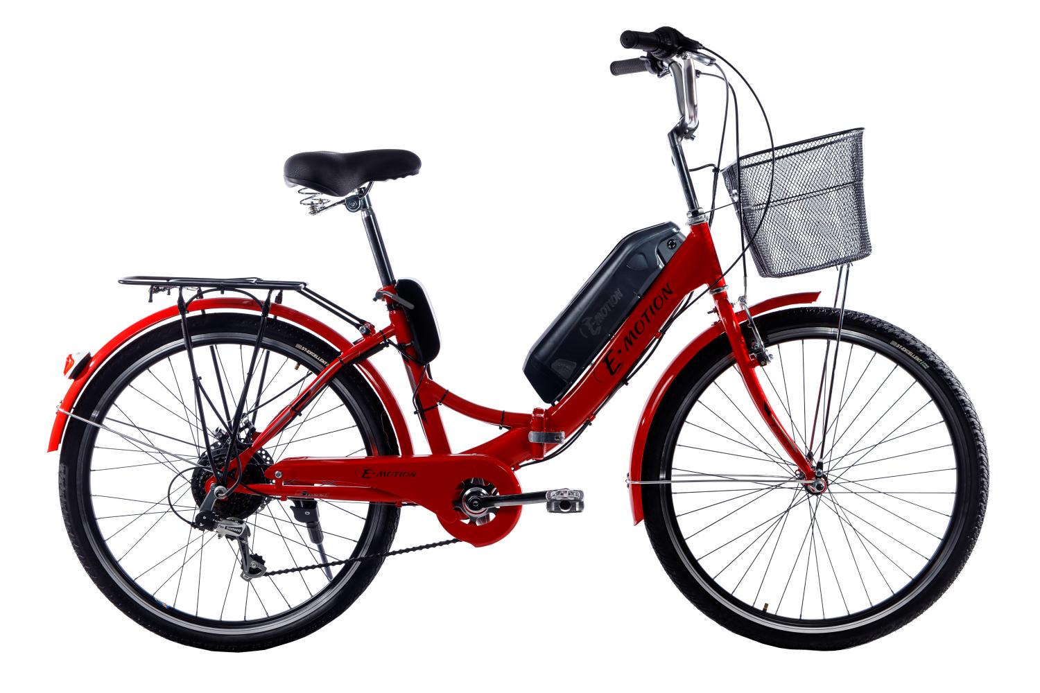 Електровелосипед складаний E-Motion з низькою рамою 17" колеса 26" 36V 350 W 15 Ah Червоний (RS1047)