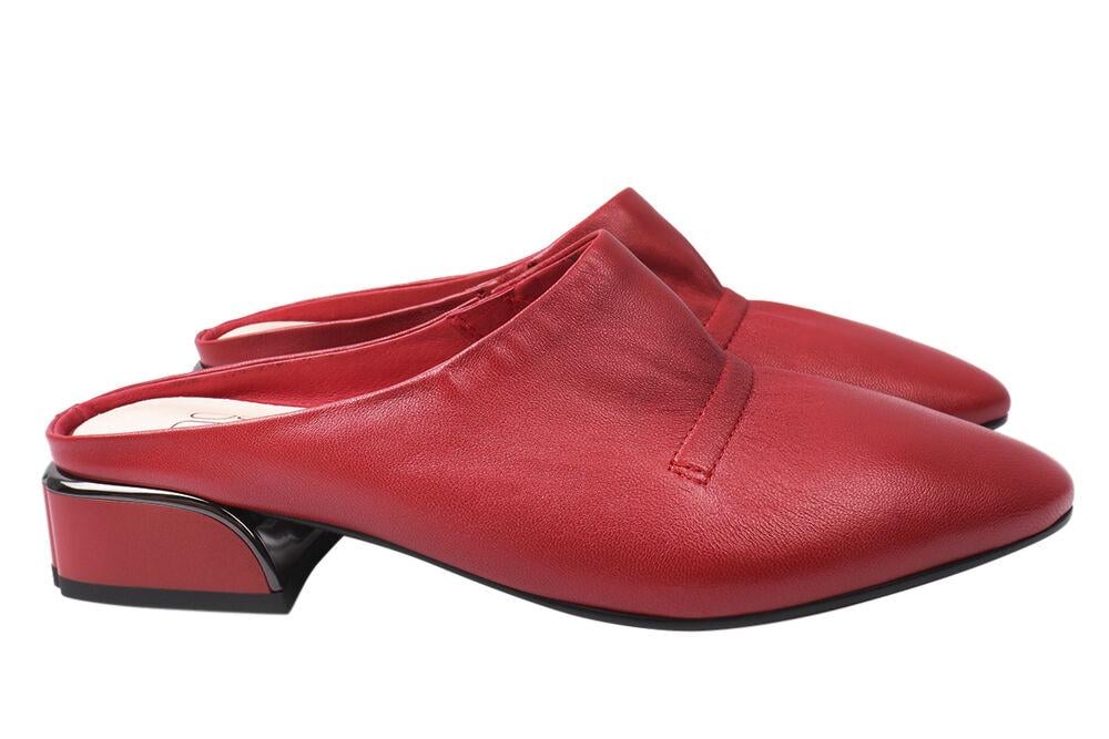 Шлепанцы женские Molka из кожи на низком каблуке с открытой пятой c закрытым носком р. 38 Красный (159-21LSHC)