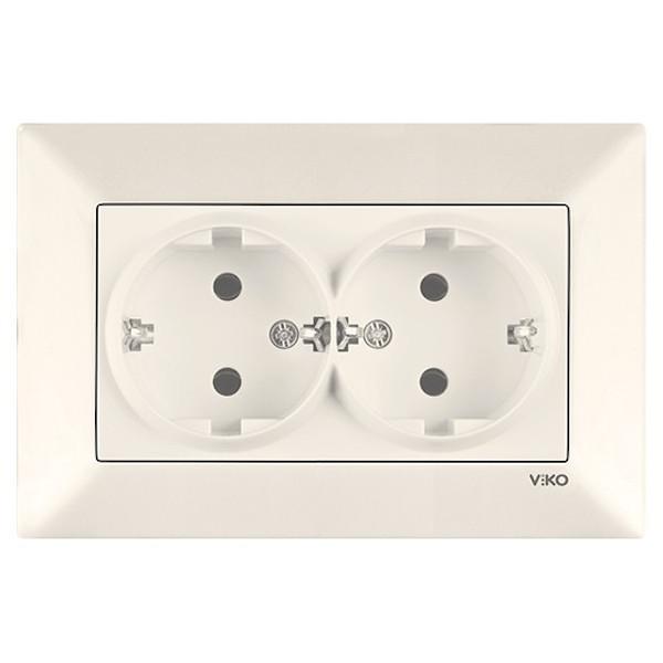 Розетка двомісна Viko Meridian з заземленням Кремовий (00000012504)