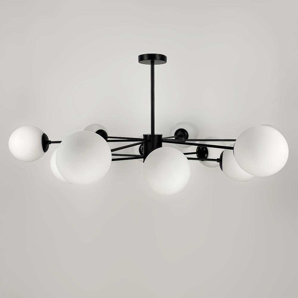 Люстра мінімалістична на 12 білих матових плафонів Чорний (CD 111/12 BK) - фото 6 Люстра мінімалістична на 12 білих матових плафонів Чорний (CD 111/12 BK) - фото 6