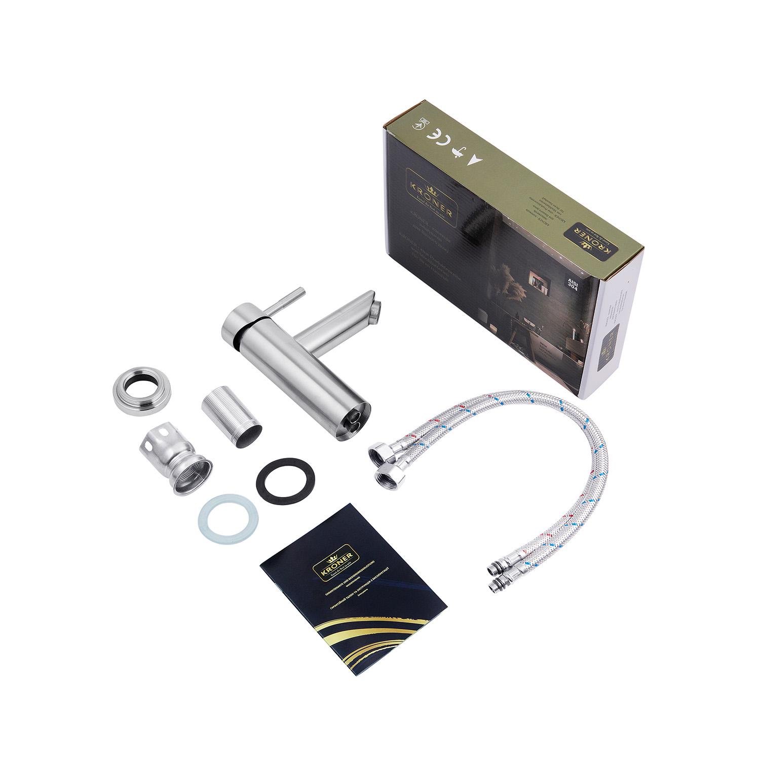 Душевая система Kroner ESG063 + смеситель с гигиеническим душем Kroner ESG052 + смеситель для раковины Kroner ESG010 (12389176) - фото 8