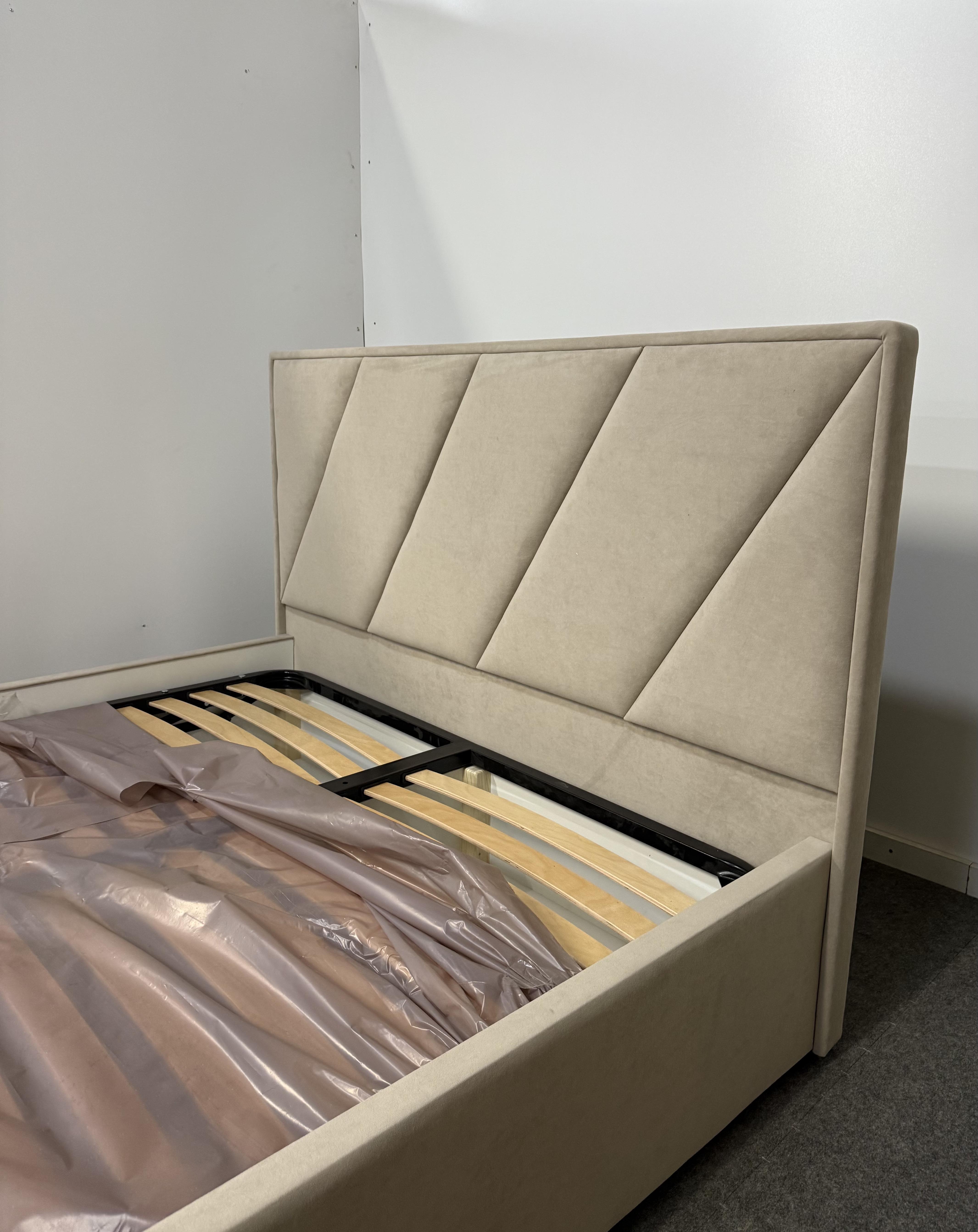 Кровать с подъемным механизмом ADS Mebli Сигма 120х200 см велюр Allure Бежевый (30746110) - фото 4 Кровать с подъемным механизмом ADS Mebli Сигма 120х200 см велюр Allure Бежевый (30746110) - фото 4