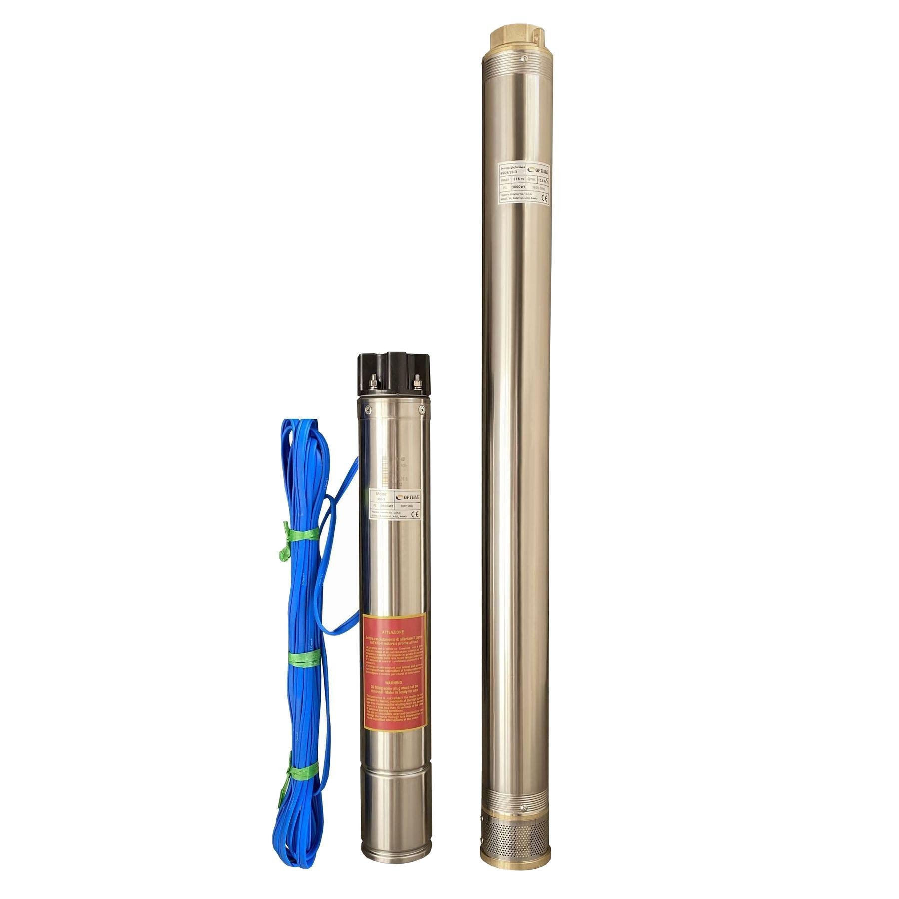 Насос свердловинний Optima 4SD8/20 3 кВт 116 м 3-фазний з підвищеною стійкістю до піску (GSR-000011688)