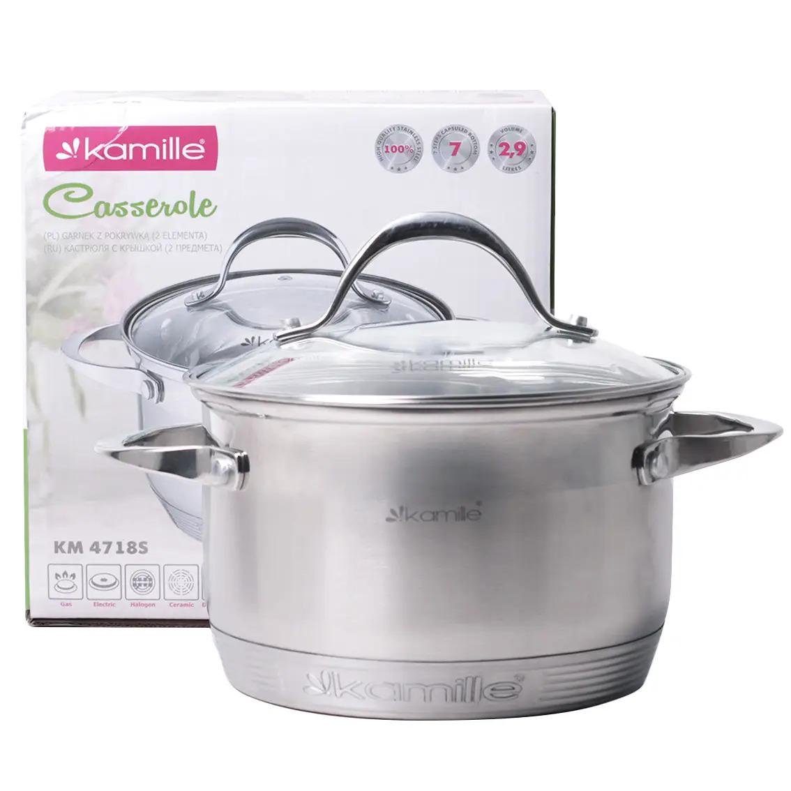 Каструля з кришкою Kamille з нержавіючої сталі 2,9 л (KM-4718S)