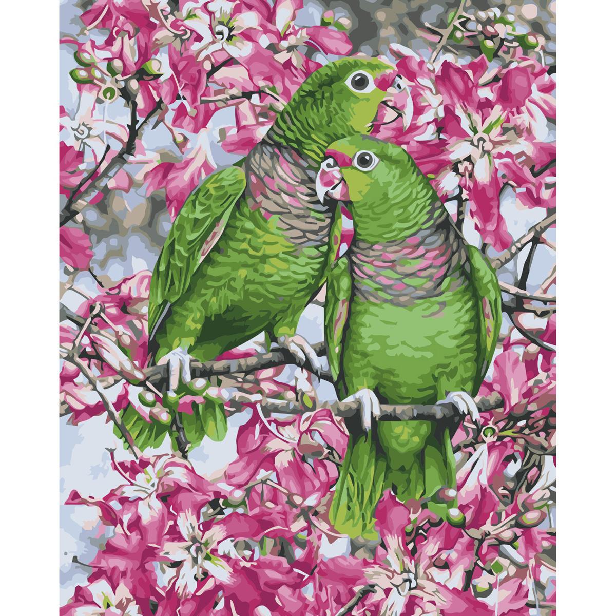 Картина за номерами Strateg Зелені папуги 40x50 см (VA-3665)