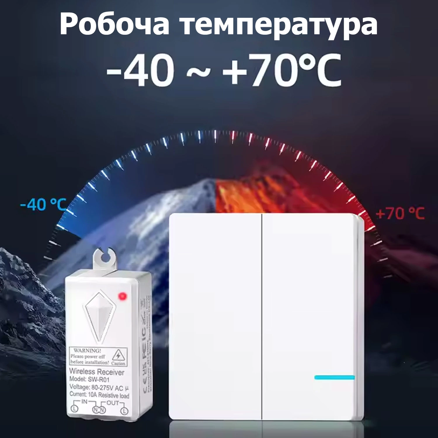 Комплект беспроводной выключатель с 2-канальной клавишей NA2 все ВКЛ/все ВЫКЛ и приемный блок 220V 1000W для 2 источников света (SW-R01) - фото 5 Комплект беспроводной выключатель с 2-канальной клавишей NA2 все ВКЛ/все ВЫКЛ и приемный блок 220V 1000W для 2 источников света (SW-R01) - фото 5