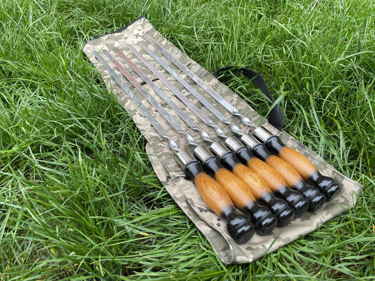 Шампуры в чехле Gradient 3 с деревянной ручкой ручная работа