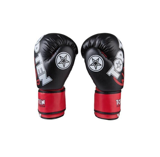 Перчатки TopTen WARRIOR PVC 10oz боксерские Черно-красный Перчатки TopTen WARRIOR PVC 10oz боксерские Черно-красный