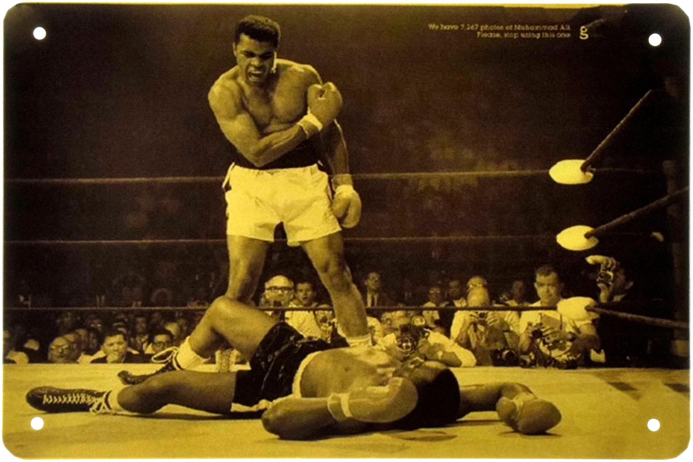 Табличка металлическая Мохаммед Али/Muhammad Ali VS Liston Portrait 20x30 см Табличка металлическая Мохаммед Али/Muhammad Ali VS Liston Portrait 20x30 см