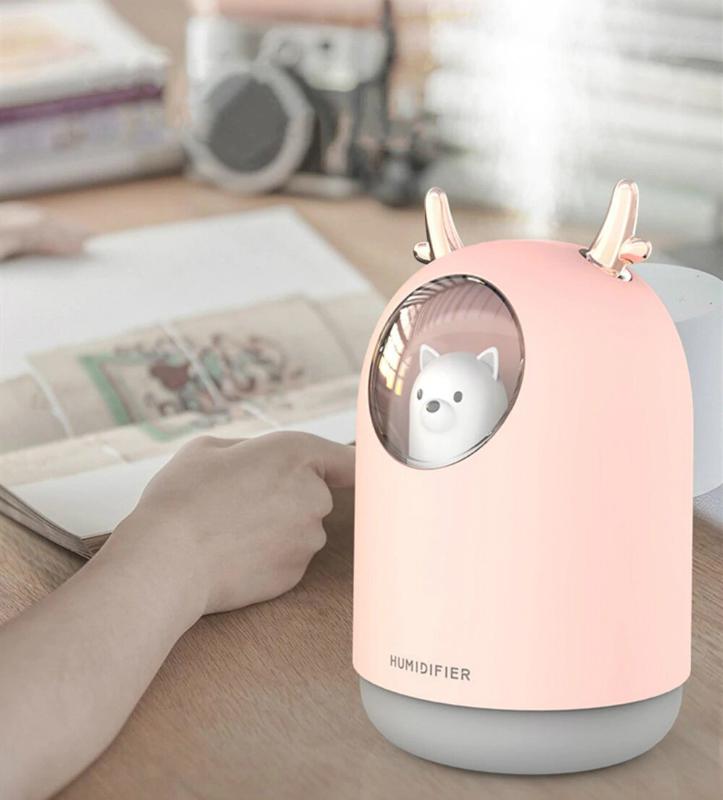 Увлажнитель воздуха Домашний любимец USB Aroma Humidifier M106 с LED-подсветкой на 7 цветов Розовый (1139) - фото 6