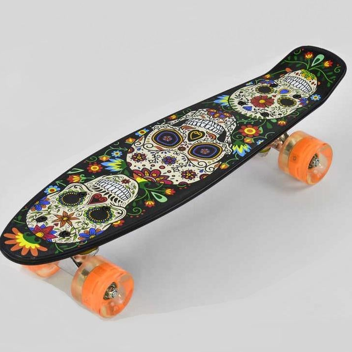 Скейтборд детский Черепа со светящимися колесами (28444255)