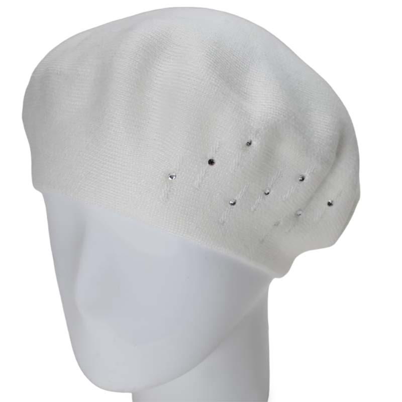 Берет женский Lirus Бисер двойной тонкой вязки Белый (119217)